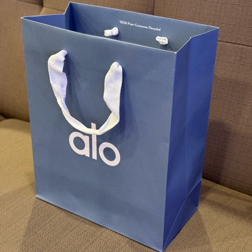 Alo Blue Shopping Paper Bag with White Handles